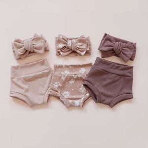 Baby Knit Shorts and Bow Headband