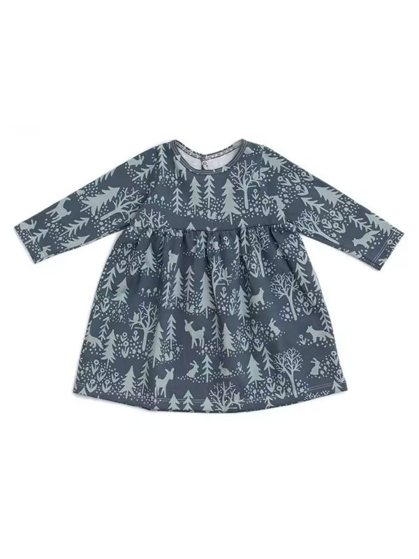 Long Sleeve Printing Little Girls Dresses - 图片 6