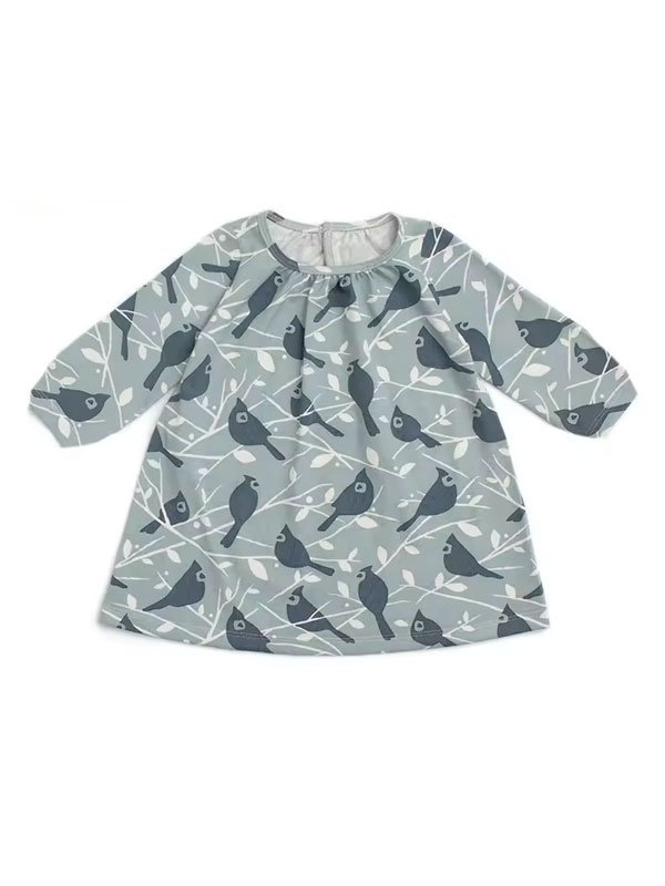 Long Sleeve Printing Little Girls Dresses - 图片 5