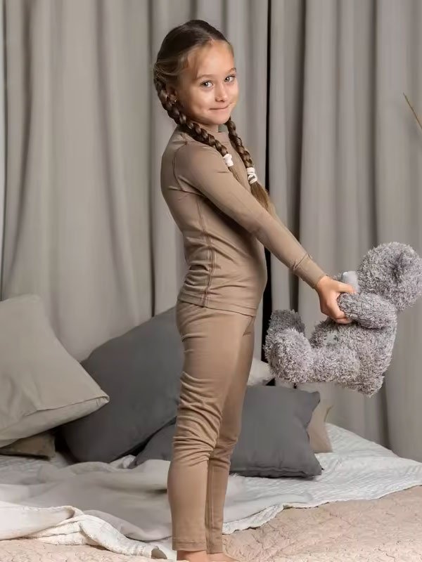 Solid Color Two Piece Children’s Pajamas Set