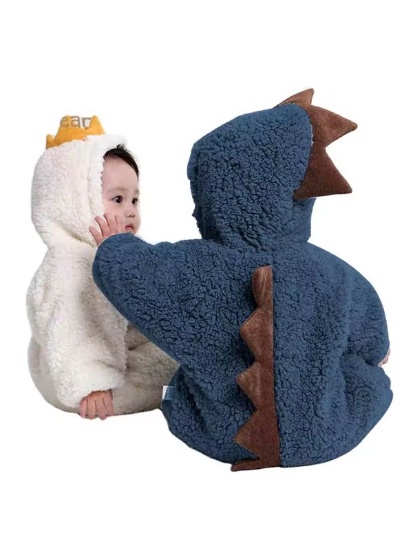 Dinosaur Zipper Knit Baby Onesie - 图片 2