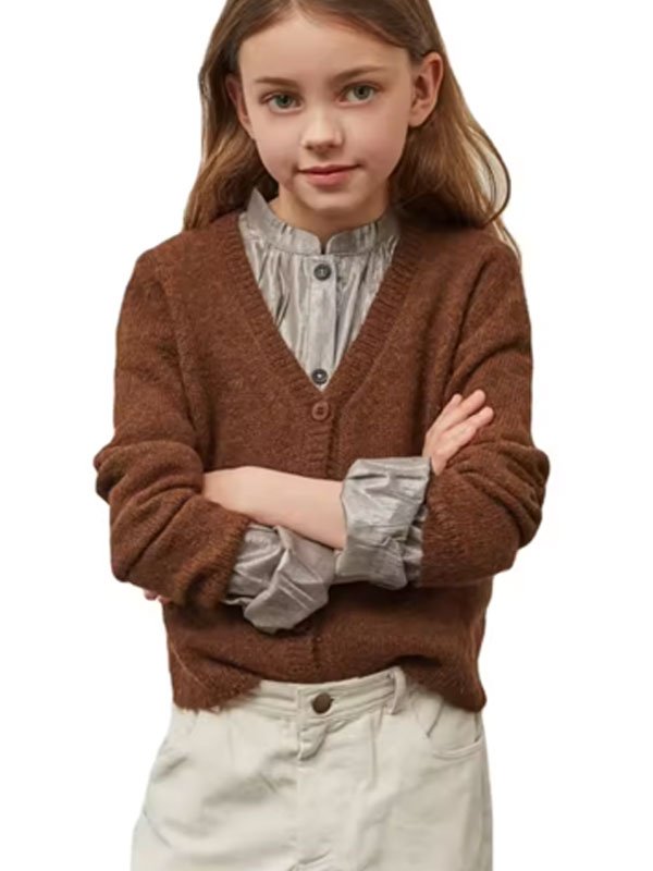 Kids Long Sleeve Cardigan Knitted Sweater - 图片 4