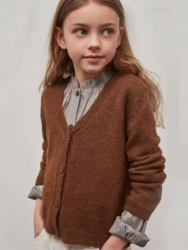Kids Long Sleeve Cardigan Knitted Sweater